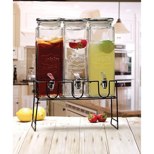 Glass Beverage Dispenser with Fruit Infusers Glass Beverage Dispenser with Fruit Infusers