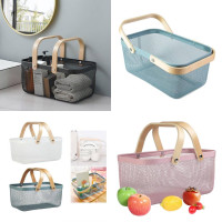 Mesh Storage Basket with Wooden Handles Mesh Storage Basket with Wooden Handles