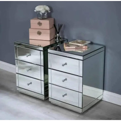 Mirror Nightstand with 3 Drawers
