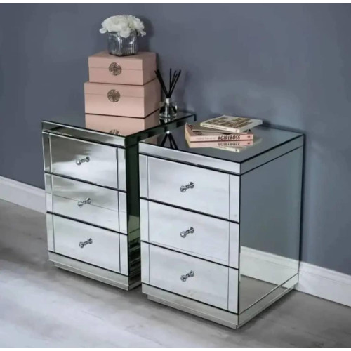 Mirror Nightstand with 3 Drawers Mirror Nightstand with 3 Drawers