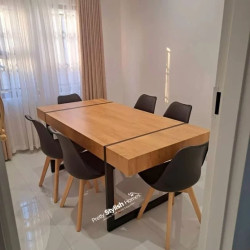 Modern Dining Table with Black Metal Legs Modern Dining Table with Black Metal Legs