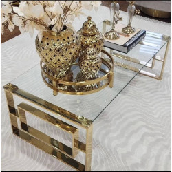 Modern Glass and Gold Coffee Table Modern Glass and Gold Coffee Table