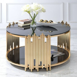 Modern Round Coffee Table with Gold Frame Modern Round Coffee Table with Gold Frame