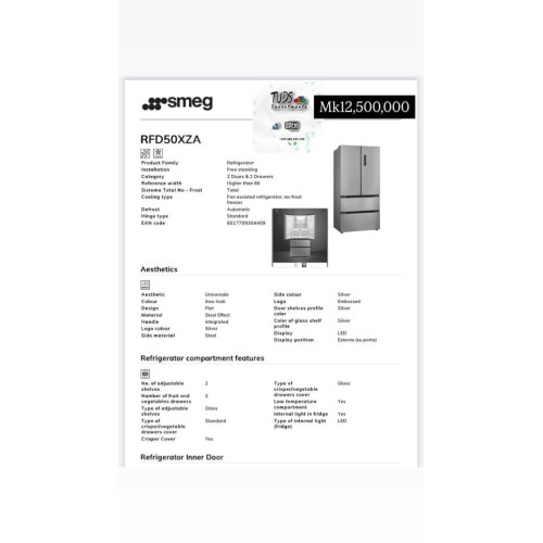 Smeg RFD50XZA Refrigerator Smeg RFD50XZA Refrigerator