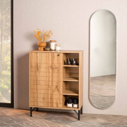 Wooden Shoe Cabinet with Mirror
